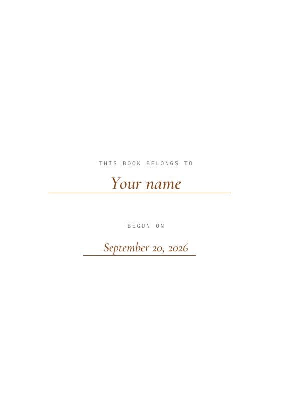 The belongs-to page, with a name printed on it