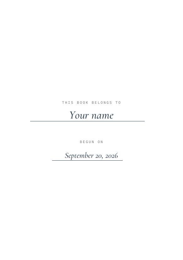 The belongs-to page, with a name printed on it